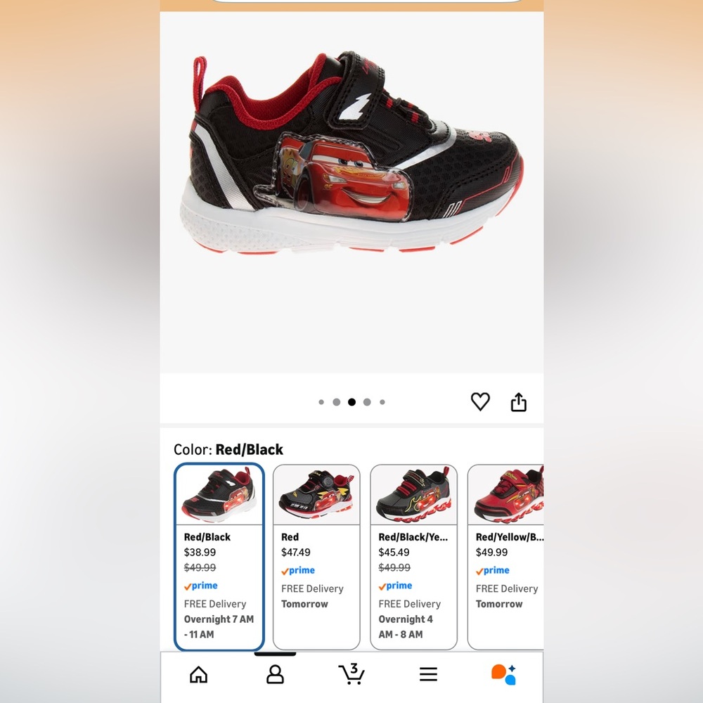 Toddler lightening McQueen tennis shoes size 10.